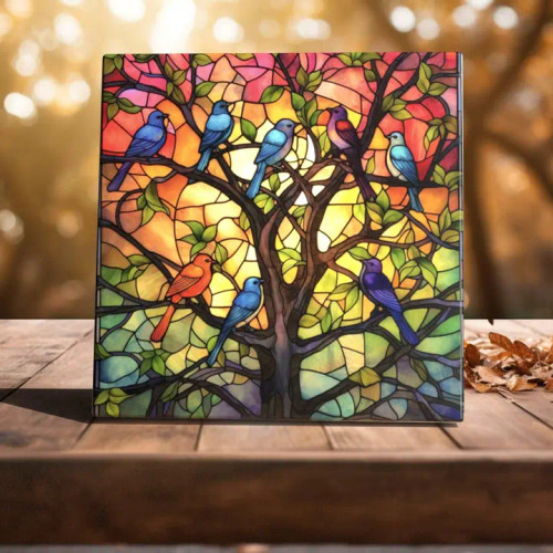 Colorful Birds 6x6 Ceramic Art Tile