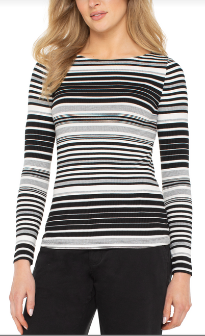 Boat Neck Stripe T-Shirt