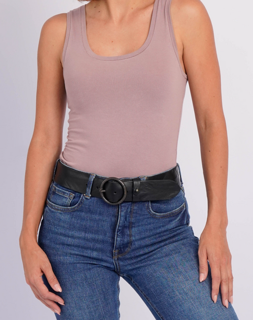 Black Pip Leather Belt