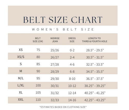 Belt Size Chart Pip Leather Belt