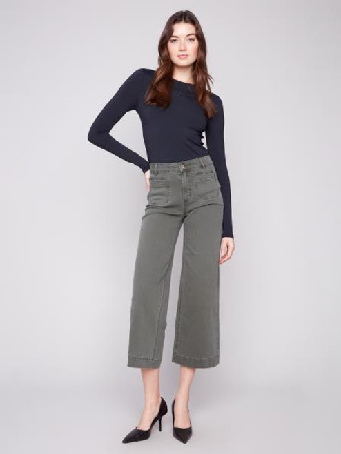 Charlie B Twill Patch Pocket Wide Leg Jean
