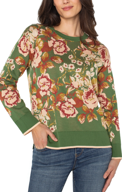 Liverpool Green Floral Crew Neck Sweater