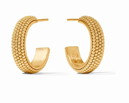 Beaded Eternity Hoop ­Earring - Small Gold