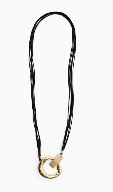 Long Black Gold Pendant Necklace