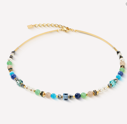 Coeur De Lion Green Turquoise Beaded Cube Necklace