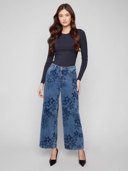 Charlie B Wide Leg Printed Denim