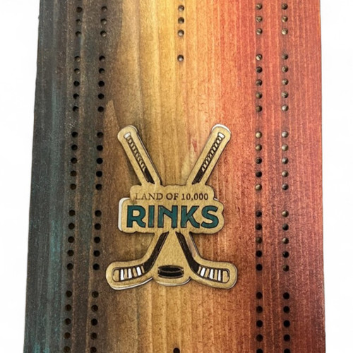 Wooden Minnesota Hockey Cribbage Board