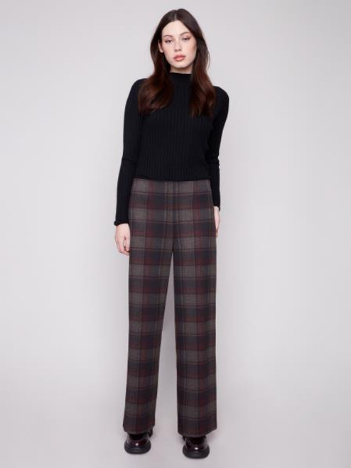 Charlie B Plaid Wide Leg Pant