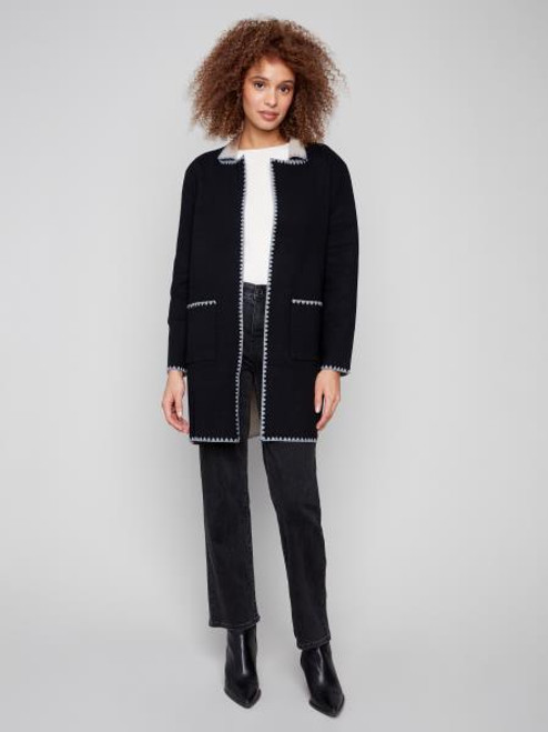 Charlie B Black Reversible Trim Cardigan