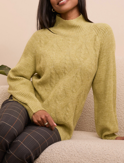 Leek Mock Neck Cable Knit Sweater
