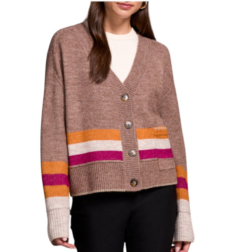Tribal Striped Trim Short Cardigan