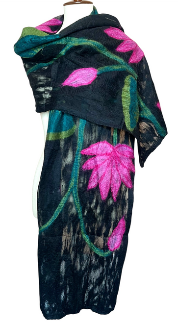 Pomegranate Moon Black Lotus Merino Wool Scarf