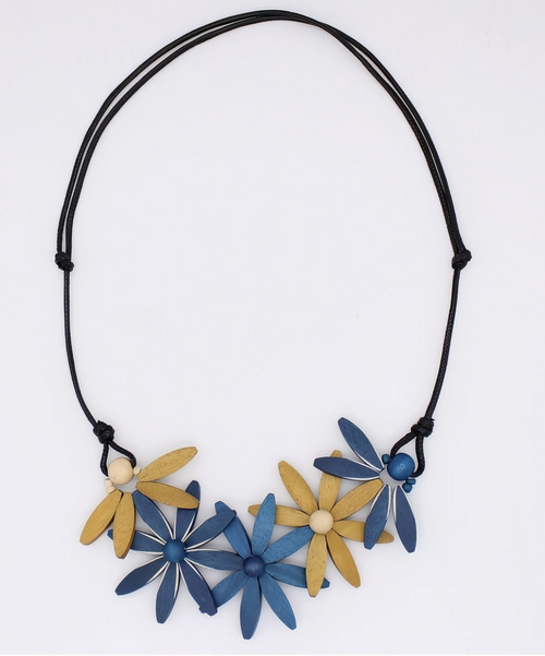 Sylca Designs Blue Garland Nectar Statement Necklace