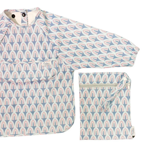 Long Sleeve Bib -Rainbow Powder Pink