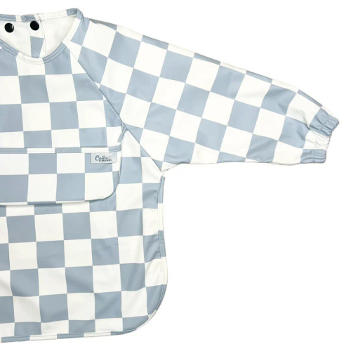 Long Sleeve Bib - Checkered Powder Blue