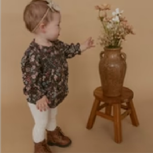 Bohemian Floral Organic Smocked Bubble Romper