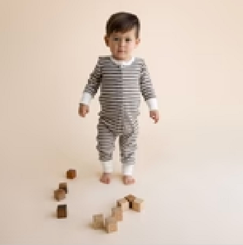 Brown Stripe Organic 2-Way Zip Romper