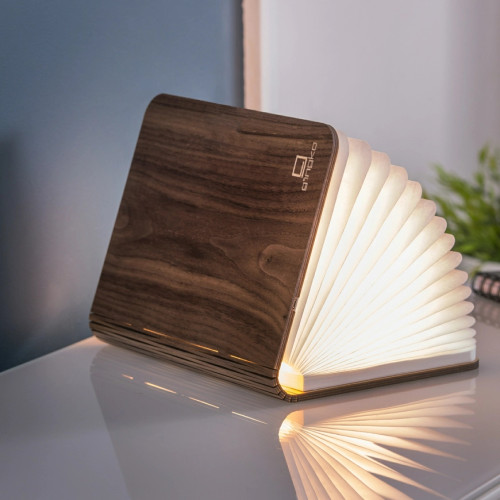 Mini Book Lamp Natural Wood Walnut