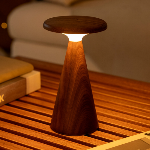 Large Sylva Walnut Touch Lamp