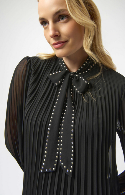 Pleated Chiffon Neck Tie Dress