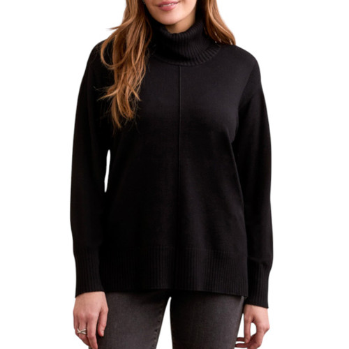 Tribal Black Front Seam Turtleneck Sweater