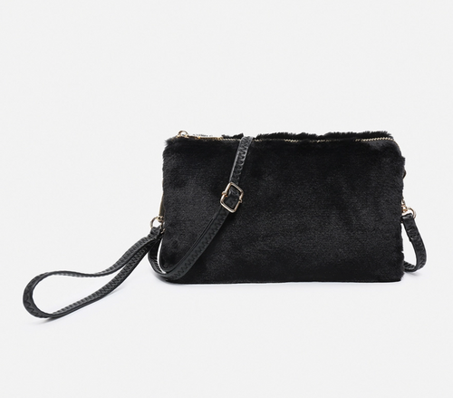 Jen & Co. Black Riley Faux Fur Crossbody