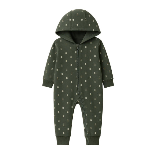 Pine - Greer Fleece Hooded Zipper Romper