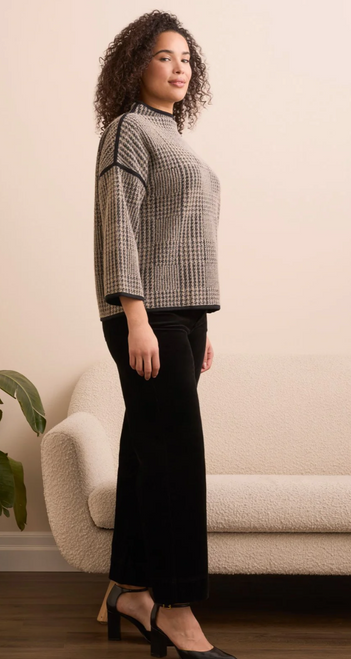 Tribal Herringbone Mock Neck Sweater