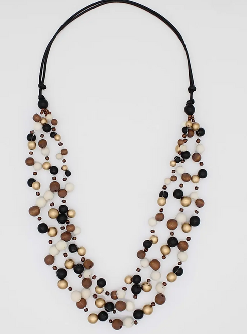 Sylca Designs Black and Gold Carmella Multi Strand Necklace
