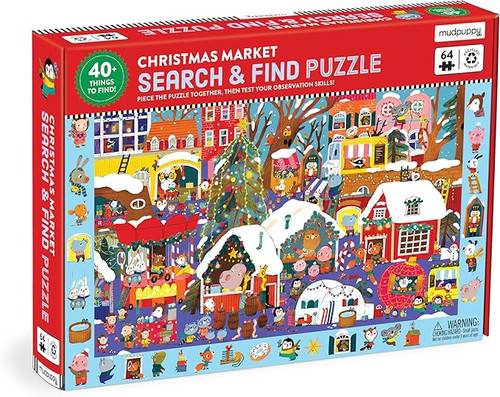 Search Find Christmas Market 64 Piece Puzzle