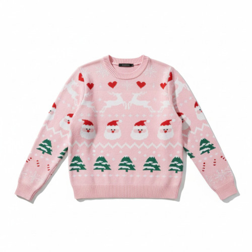 Pink Santa & Reindeer Christmas Sweater