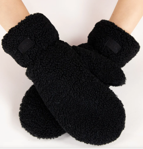 Black Fuzzy Faux Fur Mittens