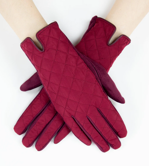 Burgundy Quilted Solid Gloves