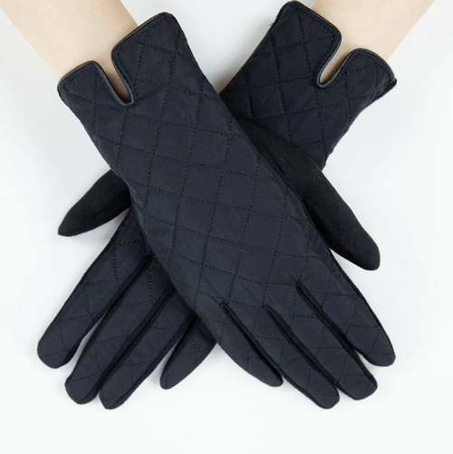 Black Quilted Solid Gloves