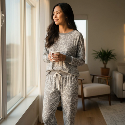 Mini Waffle Long Pajama Set