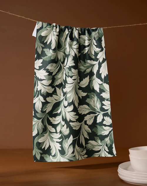 Geometry Green Classic Foliage Tea Towel
