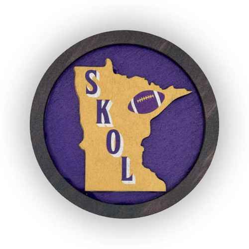 Minnesota Skol Football 3 Layer Wood Magnet