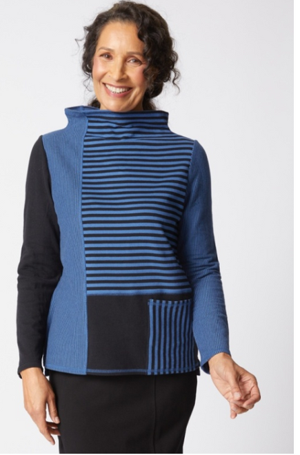 Habitat's Blue and Black Color Blocked Stripes T-Shirt