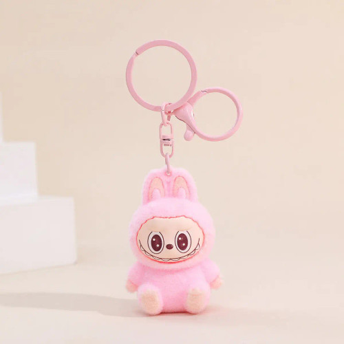 Labubu Flocking Keychain Pink