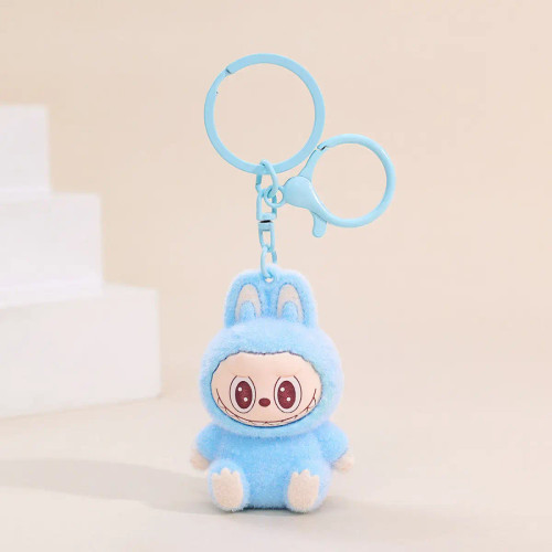 Labubu Flocking Keychain Blue