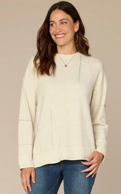 Asymmetrical Hem with Stitching Sweater
