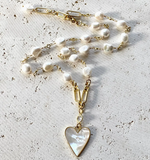 Pearl Heart Charm Necklace