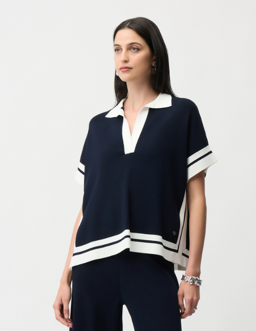 Black and White Boxy Stripe Detail Sweater