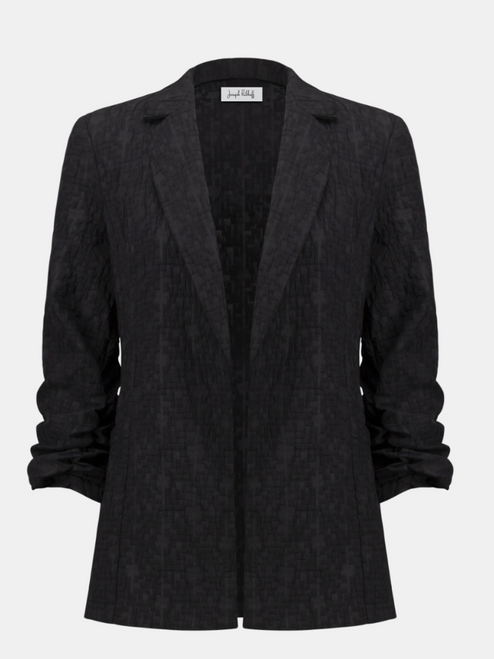Black Jacquard Texture Boxy Blazer
