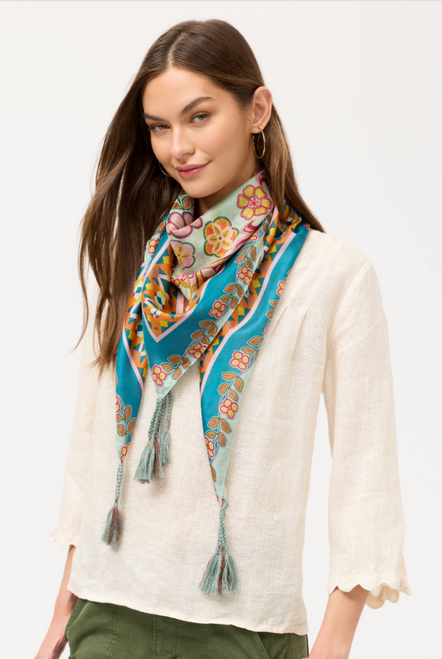 Colorful Endora Silk Scarf with tassels