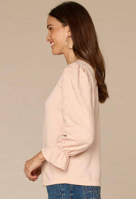 Rosebloom Lace Embroidered Sleeve Top