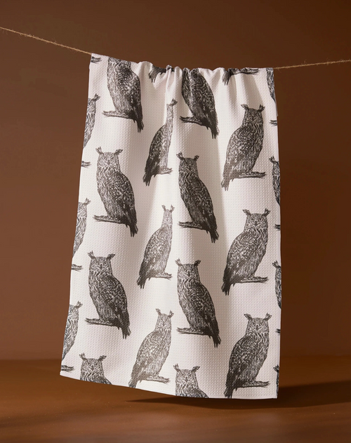 Geometry's Nocturne Owl Tea Towel