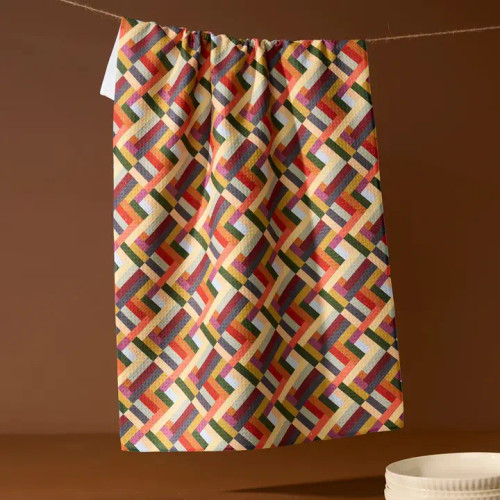 Geometry's Vivid Cascade Tea Towel