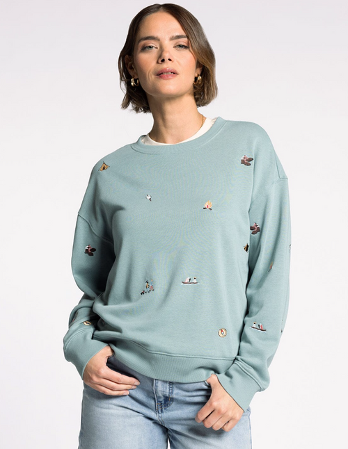 Thread & Supply's Teal Blue Camper Road Trip Sweatshirt