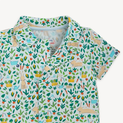 Collared Bunny Garden Magnetic Polo Romper